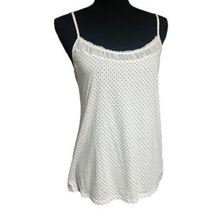 Elle White and Black Polka Dot Shirred Mesh Inlay Cami L0314